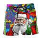 Hippie Santa Glasses Beach Shorts Design Detail For Seasonal Resort Style