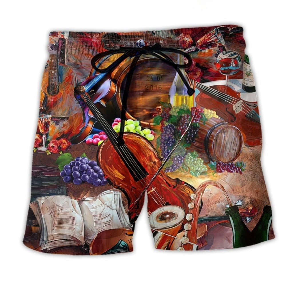 Violin Melody Silence Poetic Music Beach Shorts For Seaside Travel And Laid Back Daily Wear