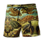 Wise Turtle Slow And Steady Quote Beach Shorts Artwork View For Seaside Trips And Casual Style