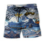Mountain Adventure Inspirational Beach Shorts Pattern View For Vacation Travel And Outdoor Fun