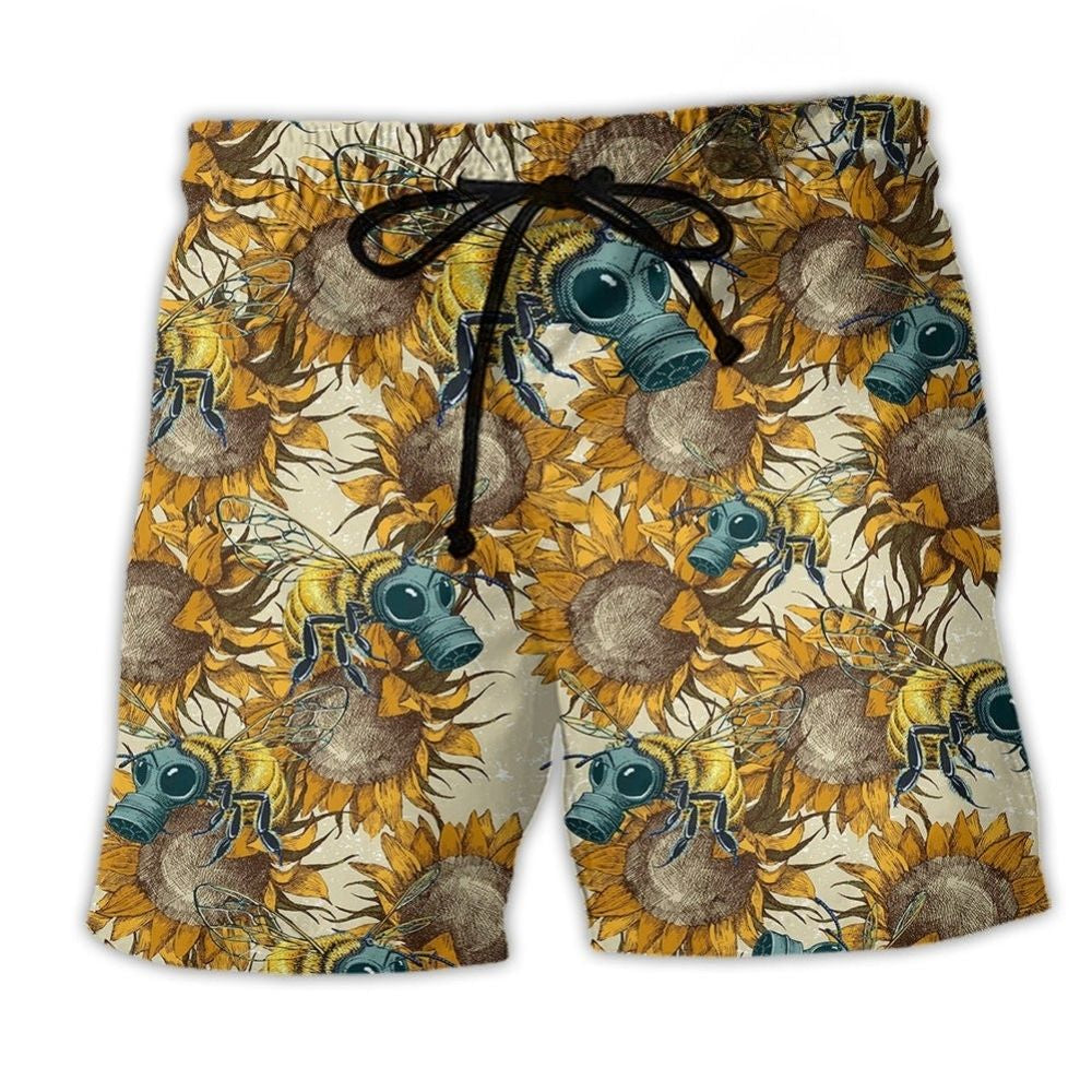 Sunflower Bee Nature Beach Shorts For Weekend Escapes And Travel Ready Comfort