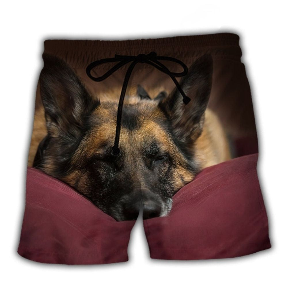 Sleepy German Shepherd Dog Beach Shorts For Holiday Cruises And Comfortable Resort Style