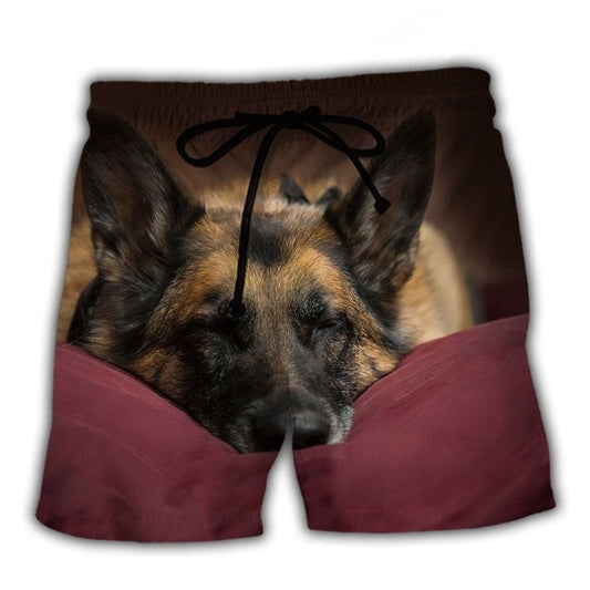 Sleepy German Shepherd Dog Beach Shorts For Holiday Cruises And Comfortable Resort Style