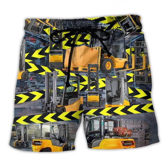 Power Truck Warning Heavy Duty Color Beach Shorts For Tropical Getaways And Weekend Adventures