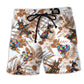 Doberman Autism Awareness Floral Beach Shorts Design Detail For Weekend Getaways And Beach Days