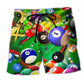 Billiard Where's The Cue Ball Beach Shorts Artwork Detail For Casual Warm Weather Outfits