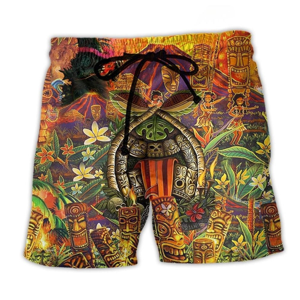 Tropical Tiki Beach Shorts For Oceanfront Weekends And Laid Back Daily Wear