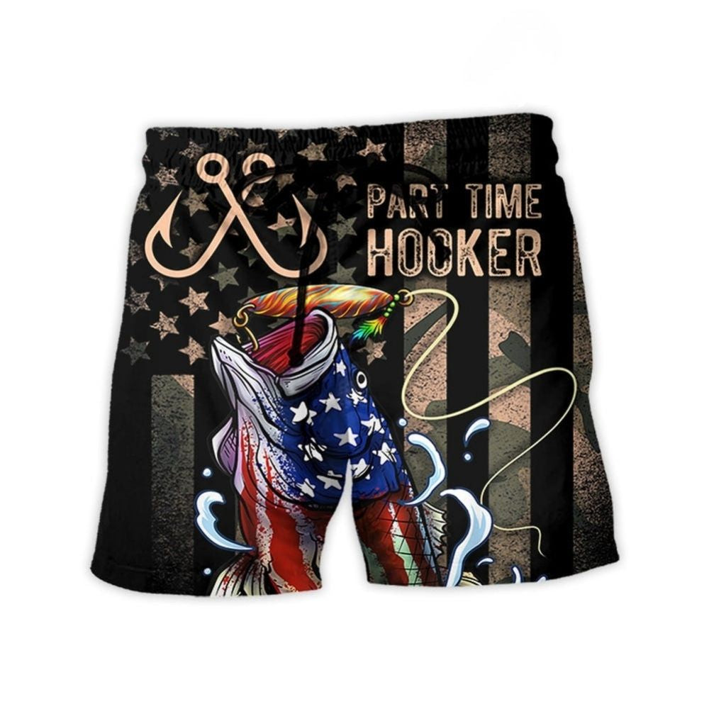 Part Time Angler Fishing Humor Beach Shorts Pattern View For Coastal Holidays And Casual Activities