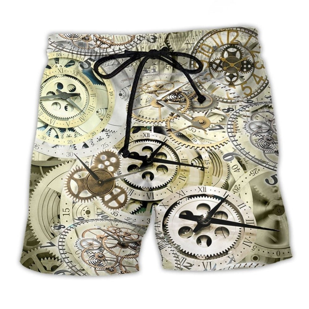 Minimal Clock One Speed Beach Shorts Pattern Detail For Sunny Outdoor Activities