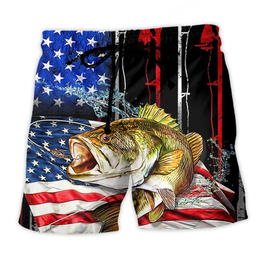 Fishing Amazing US Flag Beach Shorts For Beach Trips And Relaxed Vacation Styling
