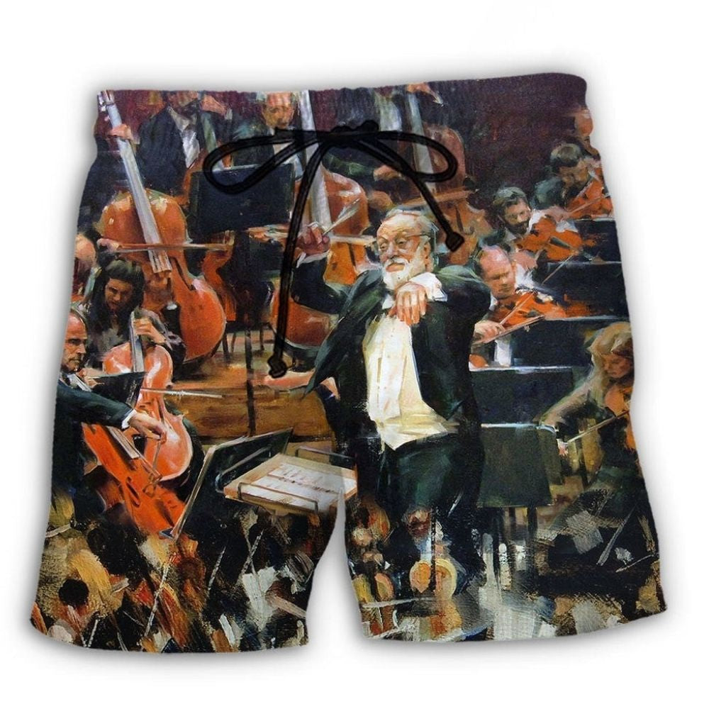 Orchestra Music Lover Artistic Vibe Beach Shorts Design Detail For Casual Warm Weather Outfits