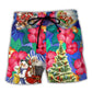 Tropical Christmas Flowers Santa Beach Shorts For Sunny Holidays And Comfortable Daily Styling
