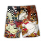 Funny Chef Cooking Vintage Dinner Time Beach Shorts Artwork Detail For Comfortable Everyday Summer Wear