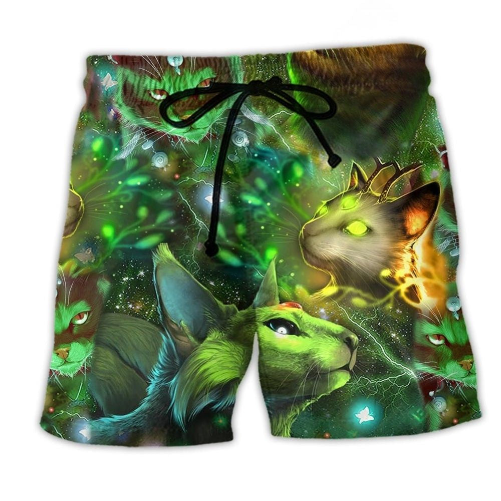 Cat Night Stars Dreamy Beach Shorts For Resort Days And Easygoing Coastal Style