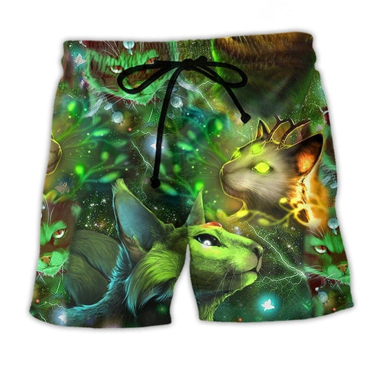 Cat Night Stars Dreamy Beach Shorts For Resort Days And Easygoing Coastal Style