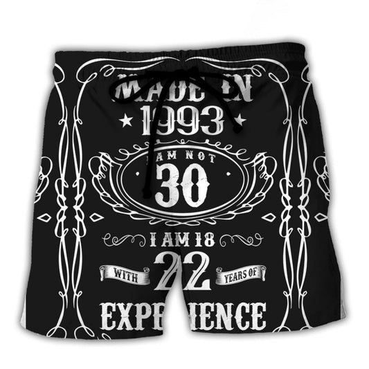 Made In 1993 Birthday Humor Quote Beach Shorts Pattern Detail For Sunny Outdoor Activities