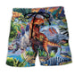 Dinosaur World Beach Shorts For Oceanfront Weekends And Warm Weather Wardrobe