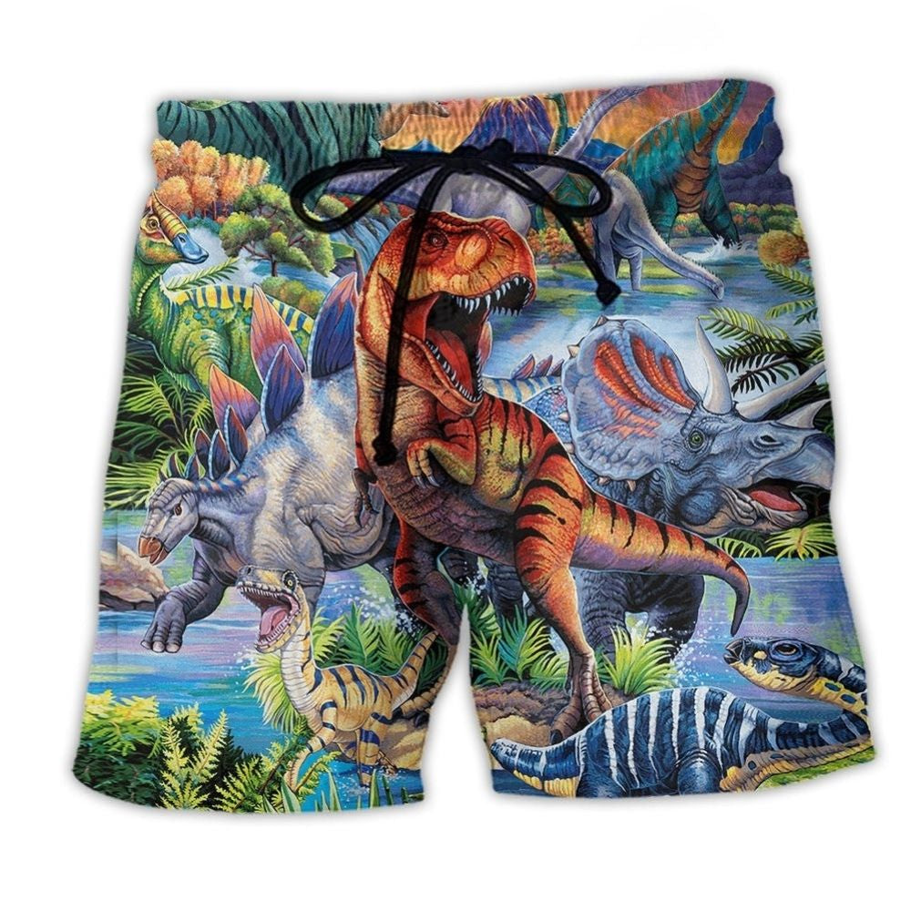 Dinosaur World Beach Shorts For Oceanfront Weekends And Warm Weather Wardrobe