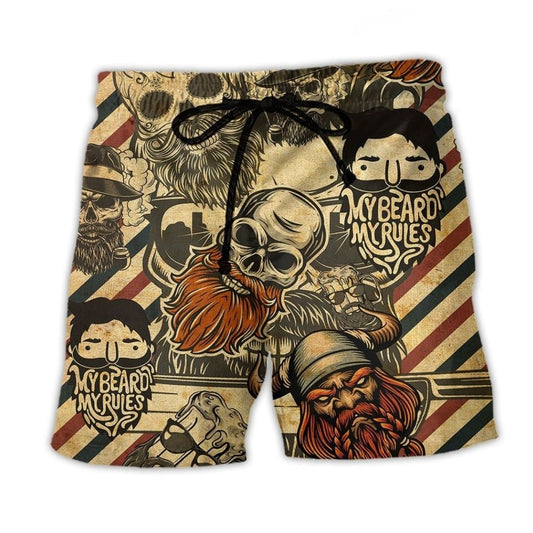 Viking My Rules Beard Me Legend Beach Shorts Design Detail For Festival Travel And Beach Days