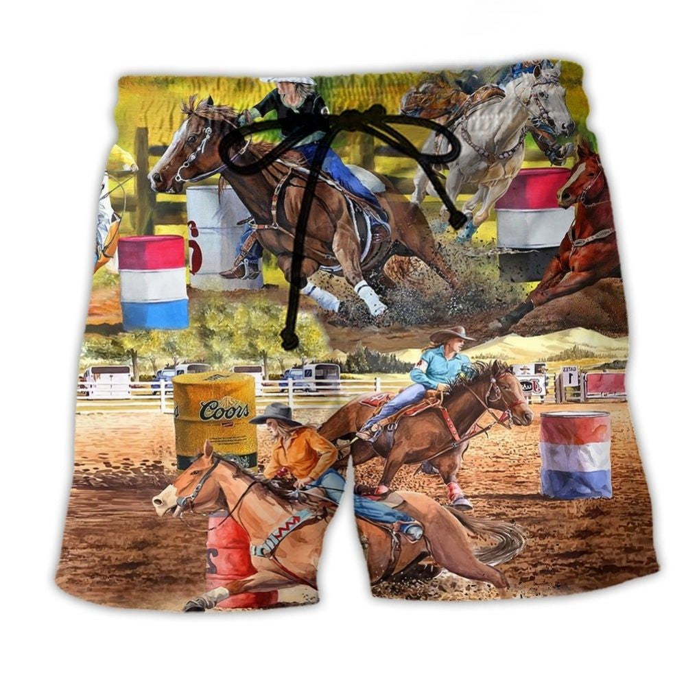 Horse Barrel Racing Beach Shorts For Summer Festivals And Warm Weather Wardrobe