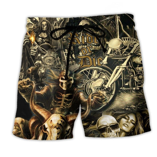 Motorcycle Modern Beach Shorts For Summer Vacation And Coastal Travel