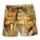 Golden Saxophone Retro Music Beach Shorts For Sunny Day Getaways And Bright Summer Outfits