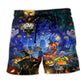 Halloween Dogs Fun Beach Shorts Artwork Detail For Casual Warm Weather Outfits
