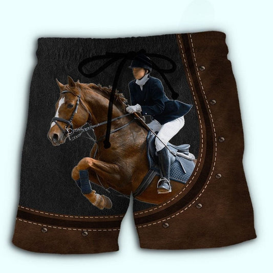 Dressage Horse Elegant Rider Beach Shorts For Sunny Holidays And Comfortable Daily Styling