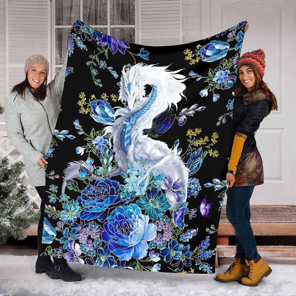 Dragon Blue And White Flannel Blanket For Cozy Bedroom Sofa Decor