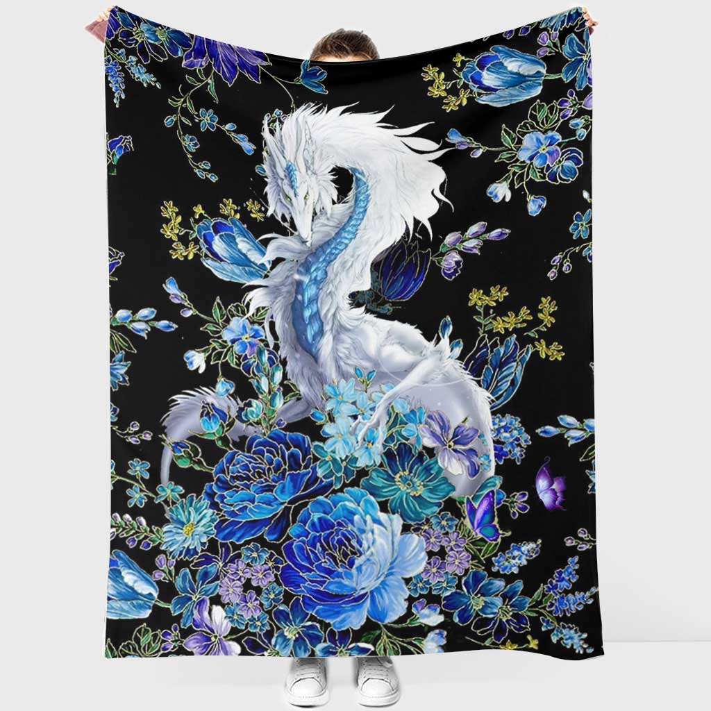Dragon Blue And White Flannel Blanket For Cozy Bedroom Sofa Decor