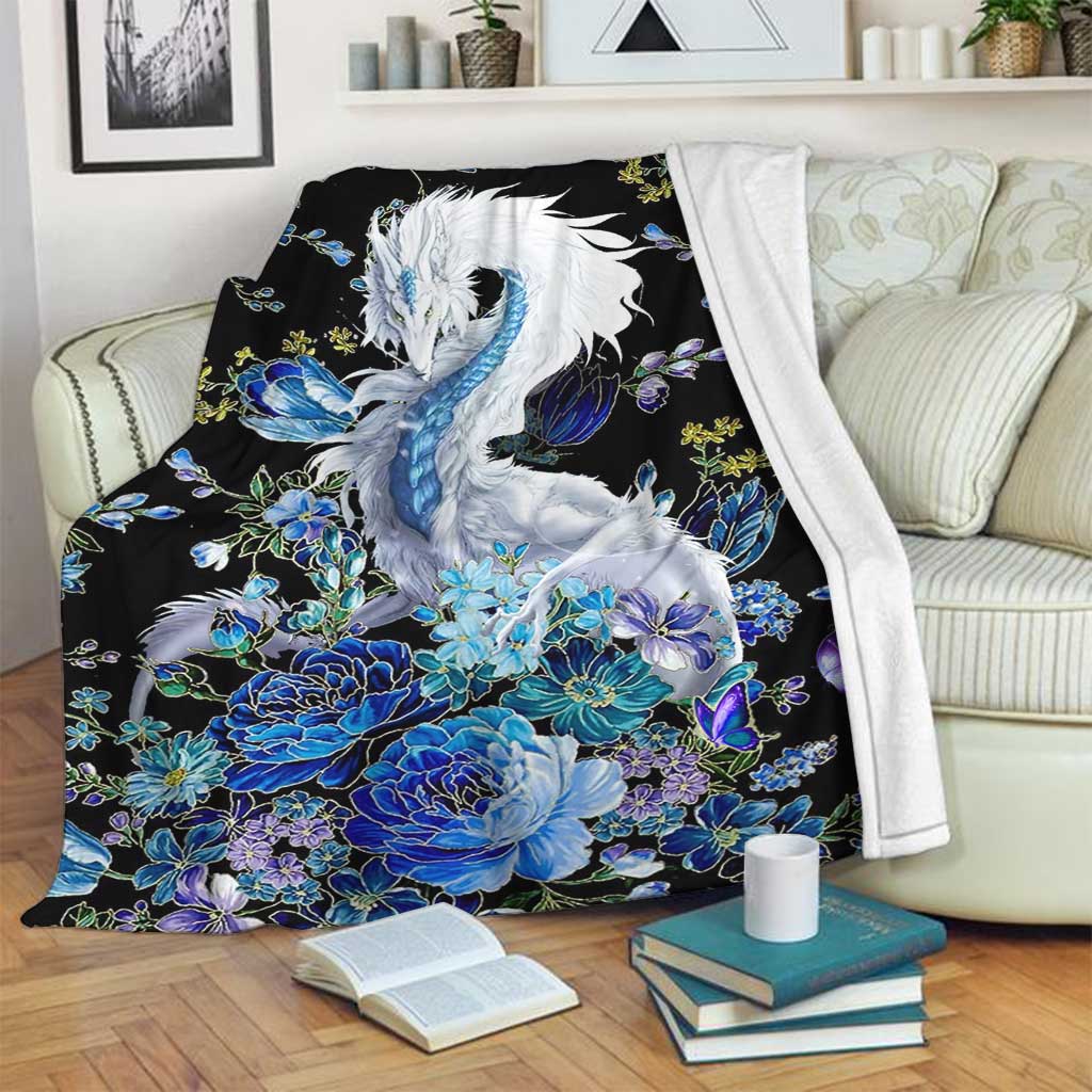 Dragon Blue And White Flannel Blanket For Cozy Bedroom Sofa Decor