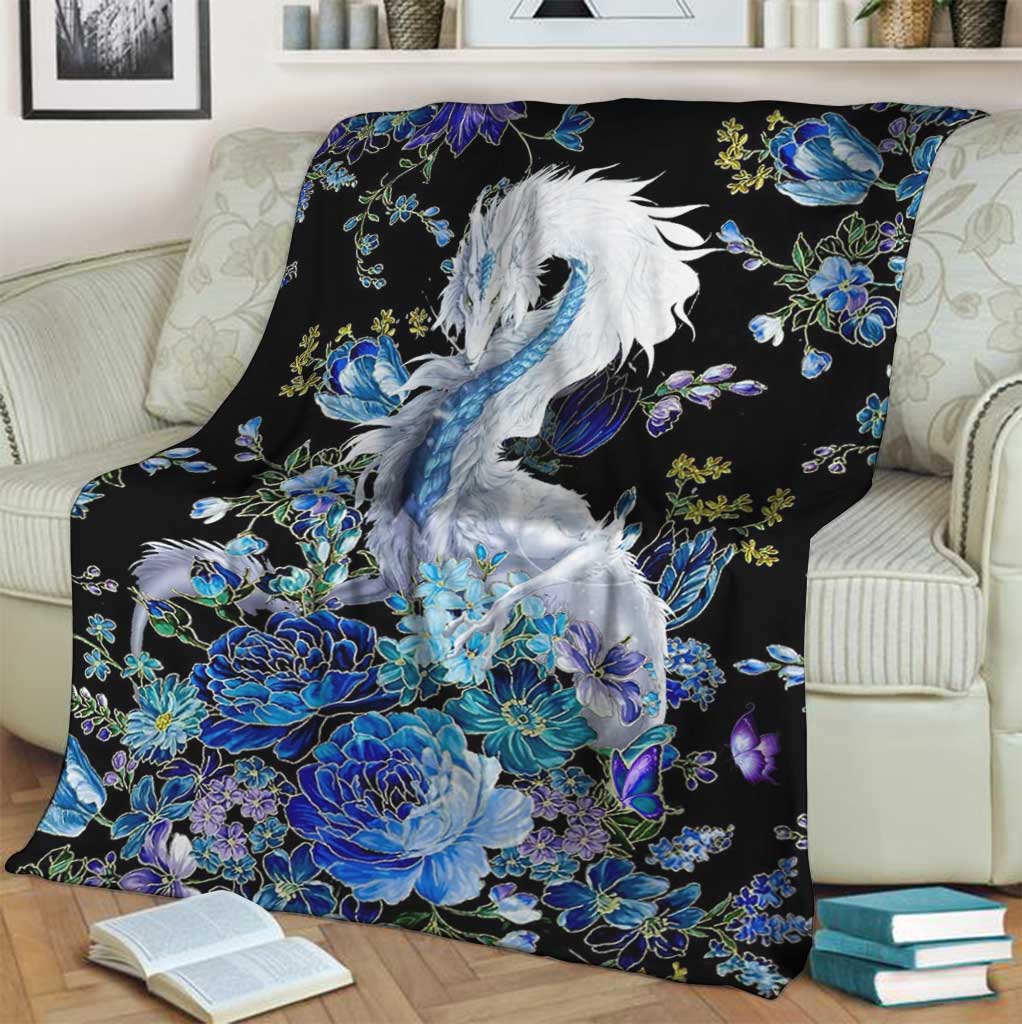 Dragon Blue And White Flannel Blanket For Cozy Bedroom Sofa Decor