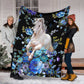 Horse Blue And White Floral Flannel Blanket For Cozy Bedroom Sofa Decor