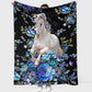 Horse Blue And White Floral Flannel Blanket For Cozy Bedroom Sofa Decor