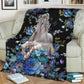 Horse Blue And White Floral Flannel Blanket For Cozy Bedroom Sofa Decor