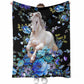 Horse Blue And White Floral Flannel Blanket For Cozy Bedroom Sofa Decor
