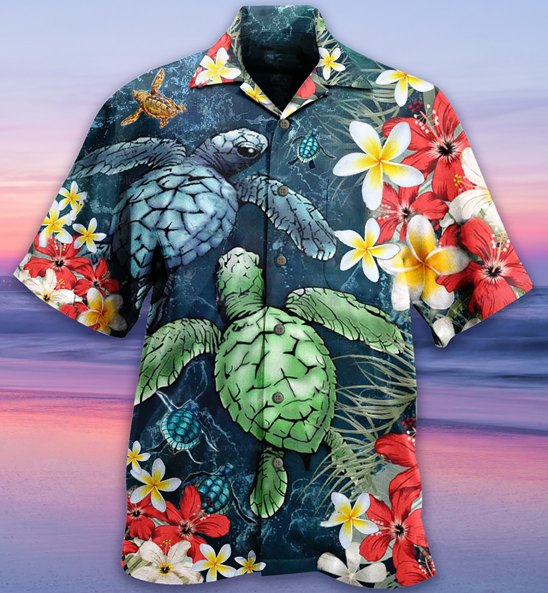 Floral Turtle Hawaiian Shirt For Resort Getaways And Comfortable Summer Activities