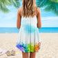Vibrant Turtle Is Beach Soul V-Neck Sleeveless Cami Dress For Coastal Travel And Relaxed Summer Wear