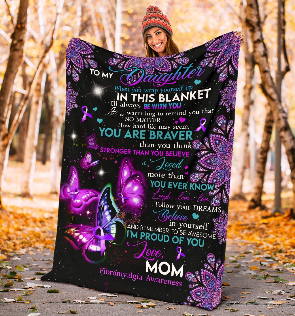 Fibromyalgia Awareness Butterfly Flannel Blanket For Cozy Bedroom Sofa Decor