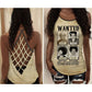 Black Woman Love Peace Wanted Hollow Tank Top For Yoga Workouts And Festival Wear
