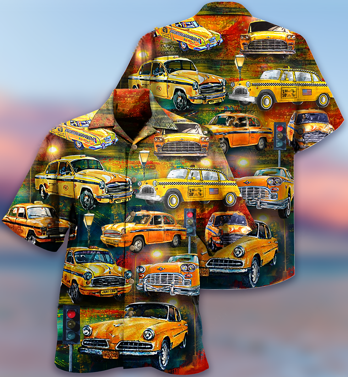Vintage Classic Car Hawaiian Shirt With Detailed Graphic For Coastal Vacations Warm Weather Events And Daily Style