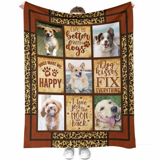 Dog Lover Life Is Better With Dogs Flannel Blanket For Cozy Bedroom Sofa Decor