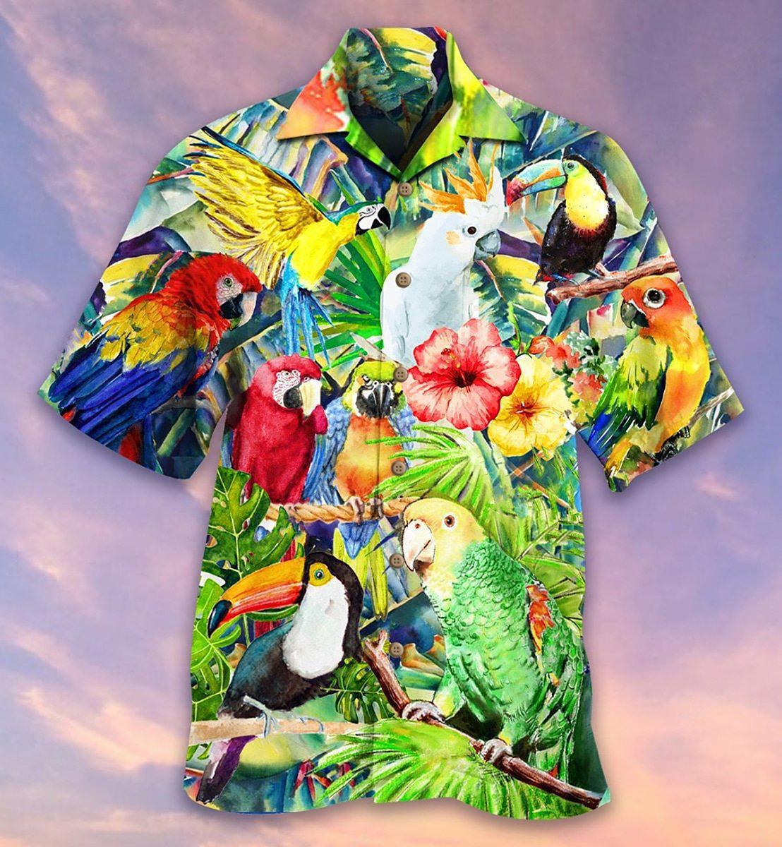Parrot Hawaiian Shirt For Resort Getaways And Comfortable Summer Activities