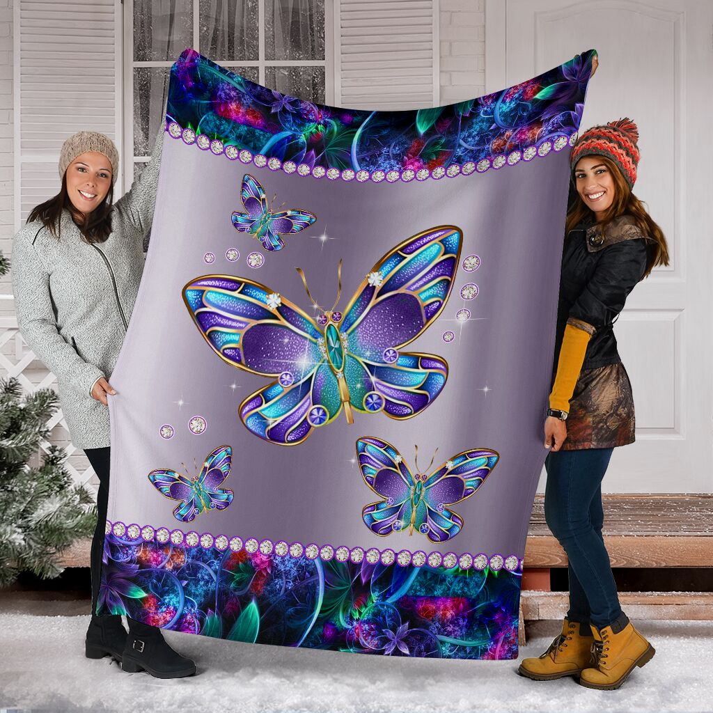 Butterfly Metal Pattern Flannel Blanket For Cozy Bedroom Sofa Decor