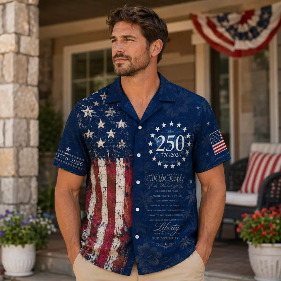 American Independence 250th Anniversary Constitution Heritage 1776 Hawaiian Shirt For Beach Party And Vacation Outfit