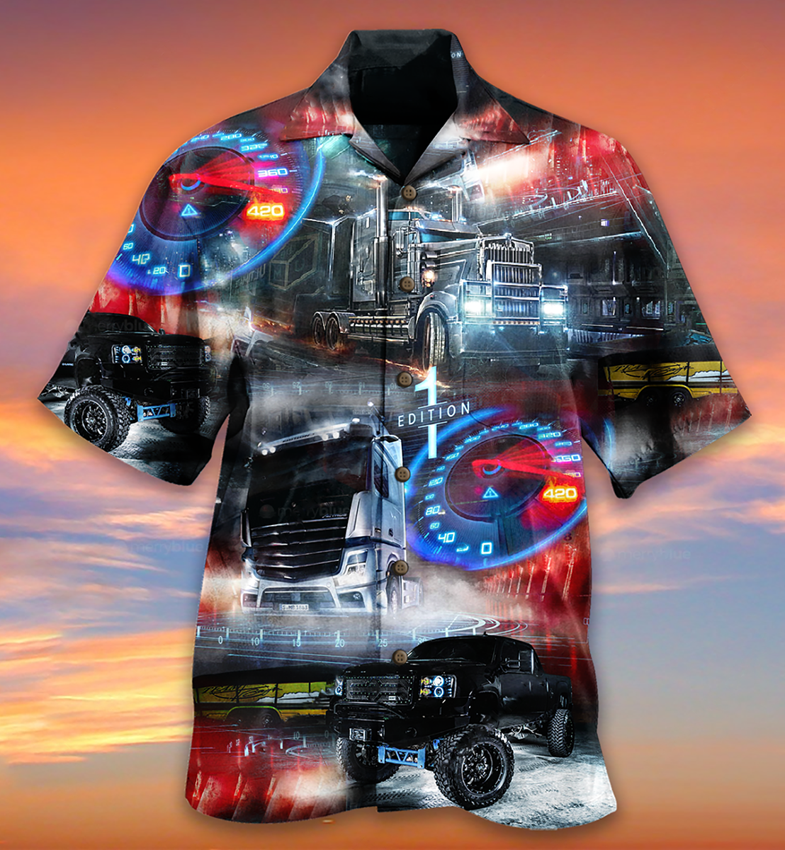 Classic Car Hawaiian Shirt With All Over Print For Beach Parties Vacation Travel And Relaxed Casual Style