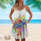 Vintage Turtle Is Beach Soul V-Neck Sleeveless Cami Dress For Beach Festivals And Comfortable Summer Outfits