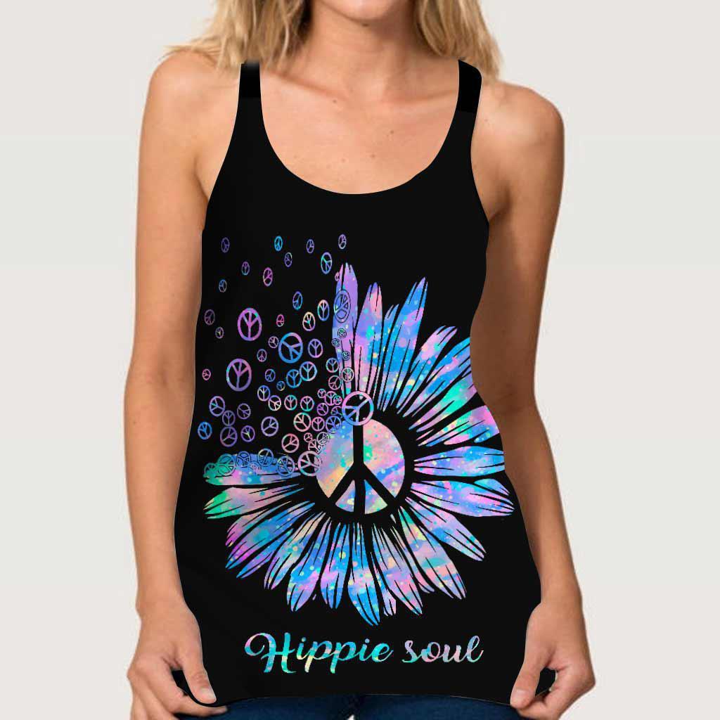 Hippie Soul Color Peaceful Hollow Tank Top For Workout Classes And Relaxed Style