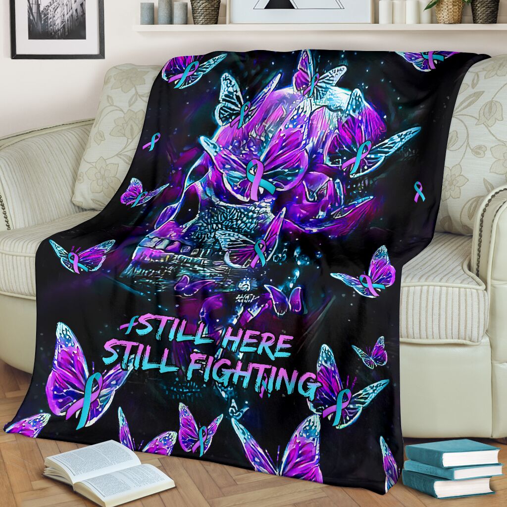 Hope Awareness Butterfly Flannel Blanket For Cozy Bedroom Sofa Decor