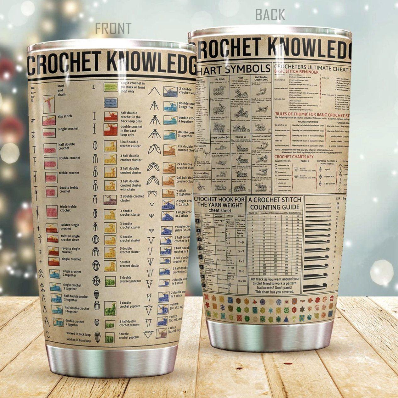 Crochet Love Knowledge 20 Oz Tumbler For Coffee Travel And Daily Drinks